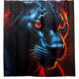 Roter Mit Augen Schwarzpanther Duschvorhang