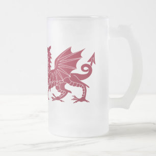 Roter mittelalterlicher Drache-Glasbier-Tasse Mattglas Bierglas