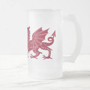 Roter mittelalterlicher Drache-Glasbier-Tasse Mattglas Bierglas