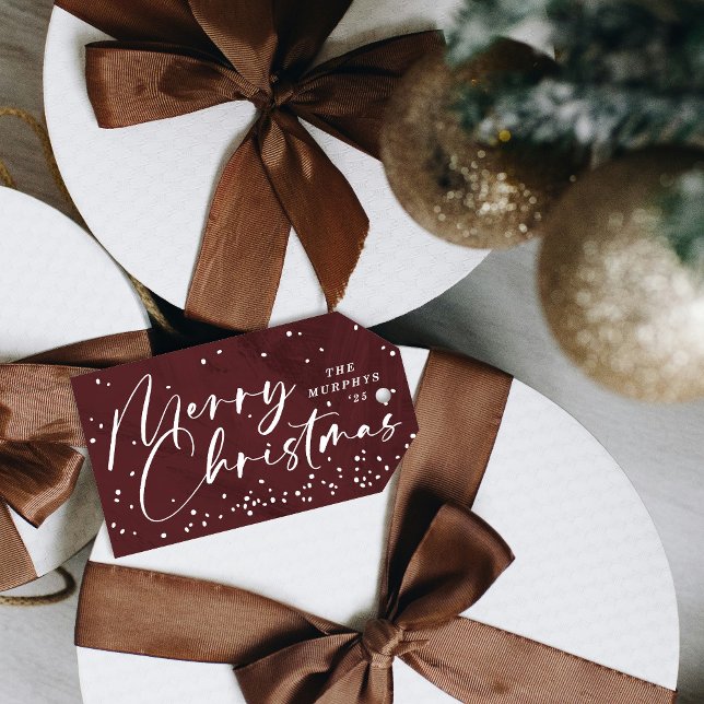 Roter moderner Schneeball Weihnachtsgeschenkanhäng Geschenkanhänger (Von Creator hochgeladen)