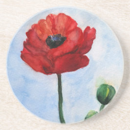 Roter Mohn Aquarell Drink Untersetzer