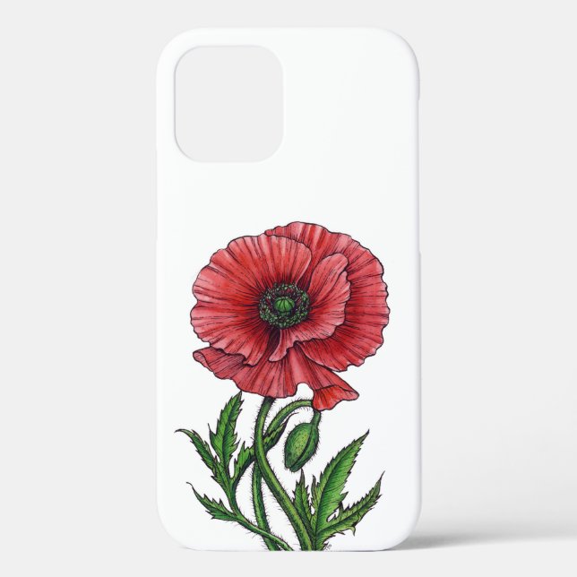 Roter Mohn, Aquarell und Tinte Case-Mate iPhone Hülle (Rückseite)