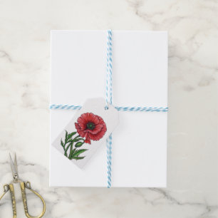Roter Mohn, Aquarell und Tinte Geschenkanhänger