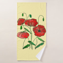 Roter Mohn Art - Badehandtuch