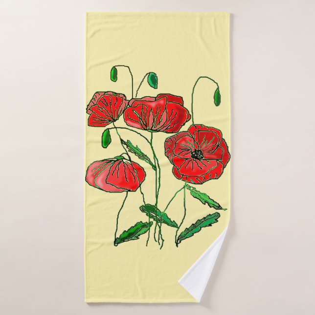 Roter Mohn Art - Badehandtuch (Badehandtuch)