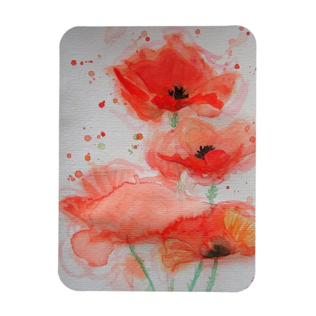 Roter Mohn Art Blumenstrauß Blume Magnet (Vertikal)
