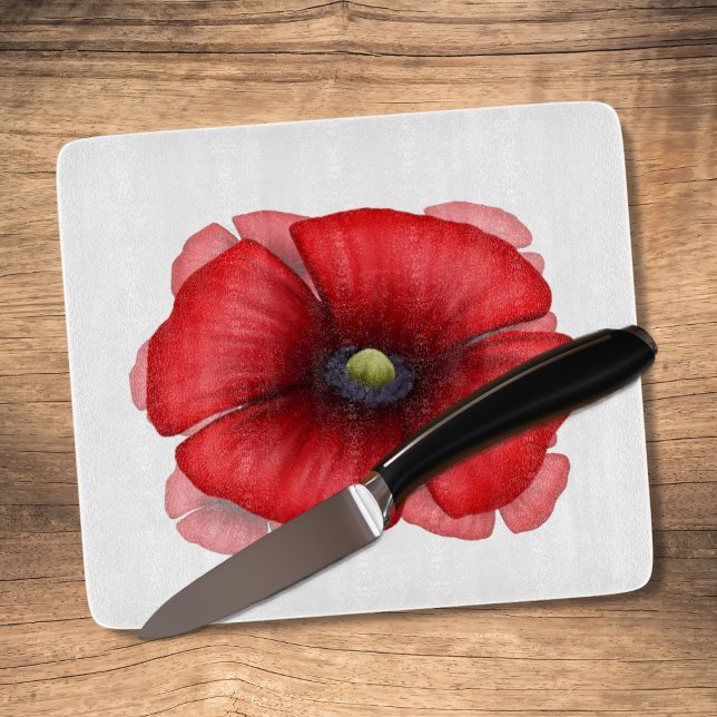 Roter Mohn Art Decorative Glas Schneidebrett (A pretty poppy class cutting board just for you!)