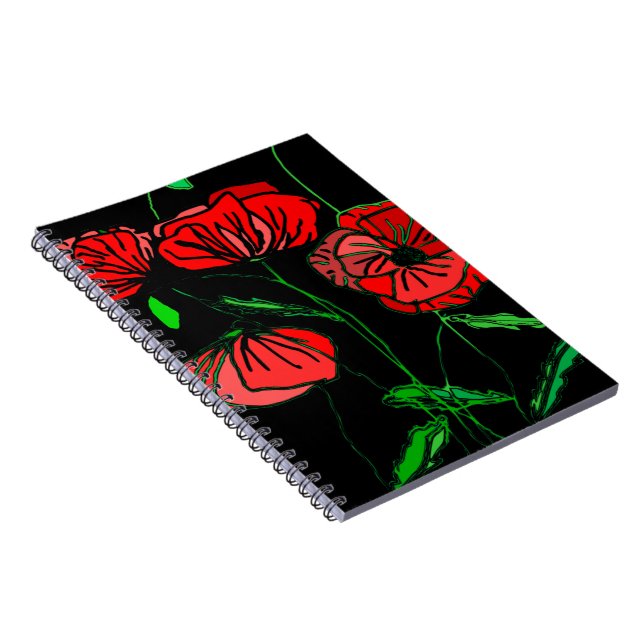 Roter Mohn Art - Notizblock (Rechte Seite)