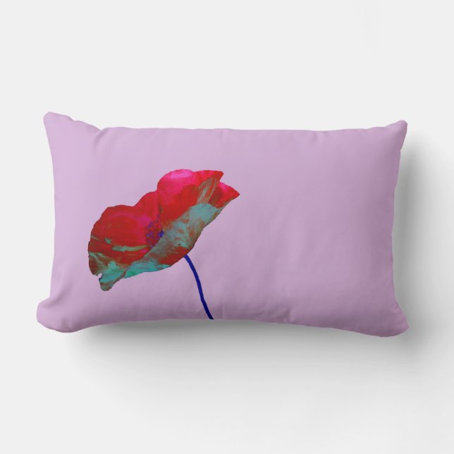 Roter Mohn auf Rosa Lendenkissen (Vorderseite)