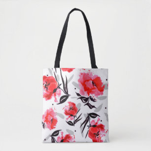 Roter Mohn auf weißem Hintergrund mit grauen Strei