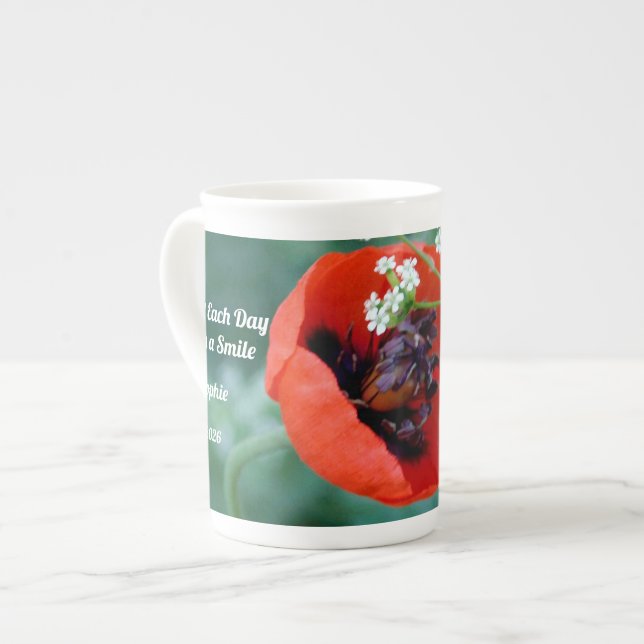 Roter Mohn blüht mit Grace Bone China Tasse (Vorderseite Links)