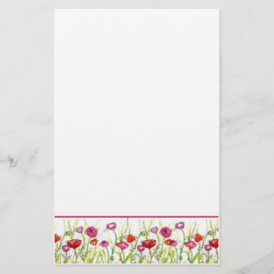 Roter Mohn Blume Aquarellfarben Blume Briefpapier