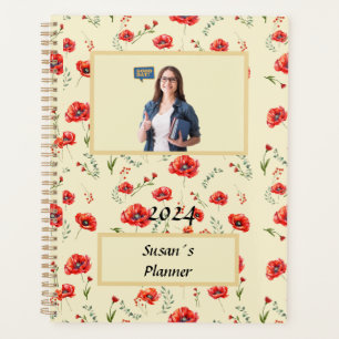 Roter Mohn Blume Aquarellmuster Planner Planer
