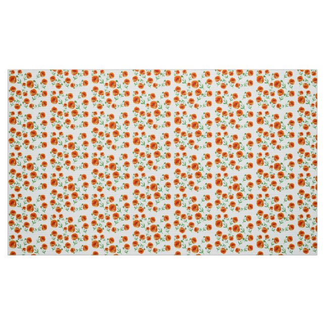 Roter Mohn Blume Aquarellstoffe Stoff (Fat Quarter (45,7 x 55,9 cm))