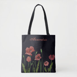 Roter Mohn-Blume auf schwarzem Monogramm