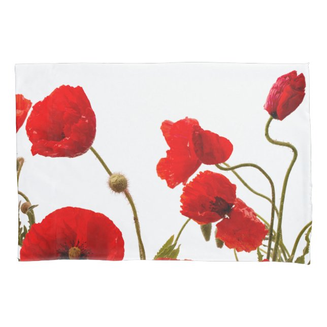 Roter Mohn Blume Blütenweiß Abstrakt Kissenbezug (Vorderseite)