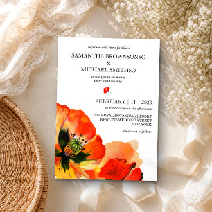Roter Mohn Blume Botanische Sommerhochzeit Einladung