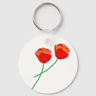 Roter Mohn Blume Herz Schlüsselanhänger