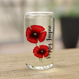 Roter Mohn Blume Individuelle Name kann Glass Dosenglas