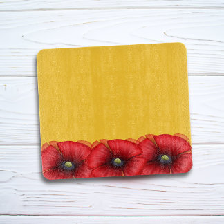 Roter Mohn-Blume Muster auf Gelbmustern Schneidebrett
