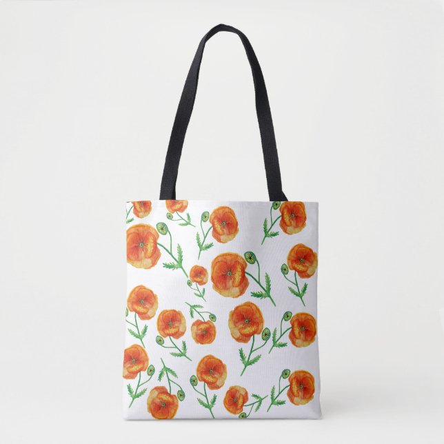 Roter Mohn Blume Wasserfarben Tasche (Vorderseite)