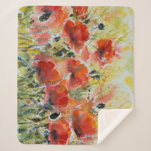 Roter Mohn Blume, weiche Wasserfarbe. Sherpadecke