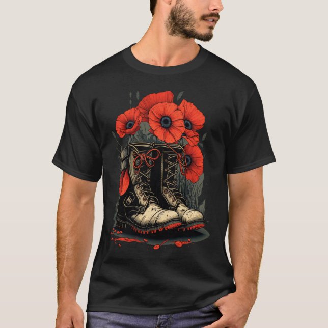 Roter Mohn-Blume zum Gedenktag - 4. T-Shirt (Vorderseite)
