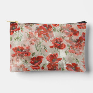 ROTER MOHN BLUMEN BOTANISCHES MUSTER ZUBEHÖRTASCHE
