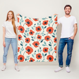 Roter Mohn Blumendruck Nahtloses Muster Fleecedecke