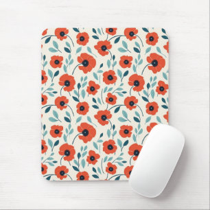 Roter Mohn Blumendruck Nahtloses Muster Mousepad