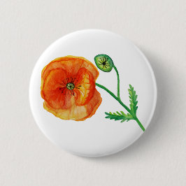 Roter Mohn Botanische Wasserfarben Abzeichen Button