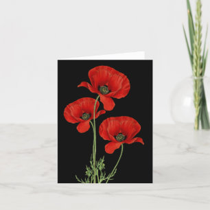 Roter Mohn Botanischer Druck im Vintage-Stil Karte