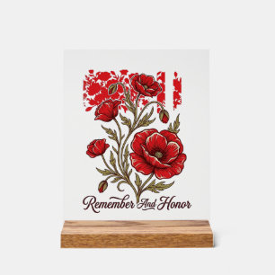 Roter Mohn Erinnern Und Ehren Vintage Gedenk Shirt Acrylschild