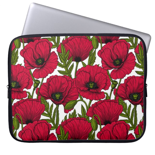 Roter Mohn Garten 2 Laptopschutzhülle (Vorderseite)