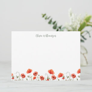 Roter Mohn-Garten Floral Hochzeitsdusche Custom Dankeskarte