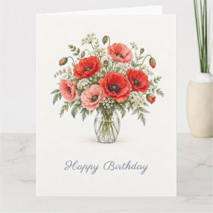 Roter Mohn Geburtstag Karte