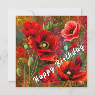 Roter Mohn Geburtstagskarte