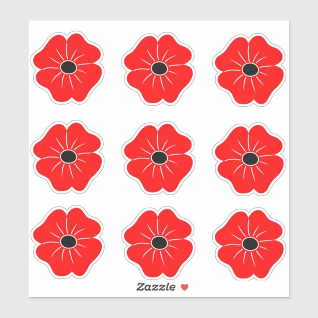 Roter Mohn-Gedenktag Aufkleber (Blatt)