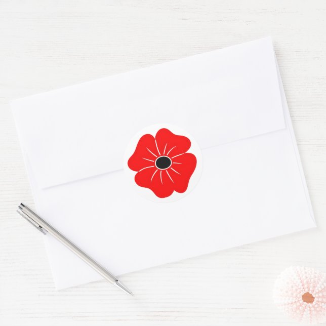 Roter Mohn-Gedenktag Runder Aufkleber (Umschlag)