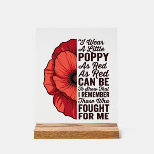 Roter Mohn Gedenkzitat Vektor-Shirt-Design_1 Acrylschild
