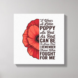 Roter Mohn Gedenkzitat Vektor-Shirt-Design_1 Leinwanddruck