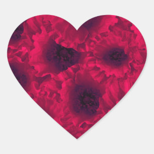 Roter Mohn Herz-Aufkleber