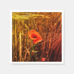 Roter Mohn im goldenen Weizenfeld Serviette