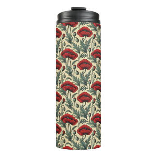 Roter Mohn im Vintage-Look Thermosbecher