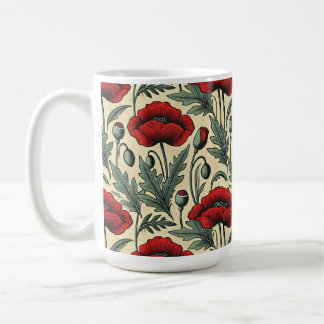 Roter Mohn im Vintage-Stil Kaffeetasse