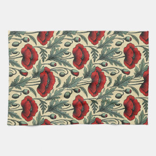 Roter Mohn im Vintage-Stil Muster Geschirrtuch