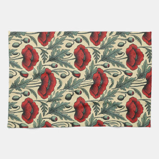 Roter Mohn im Vintage-Stil Muster Geschirrtuch