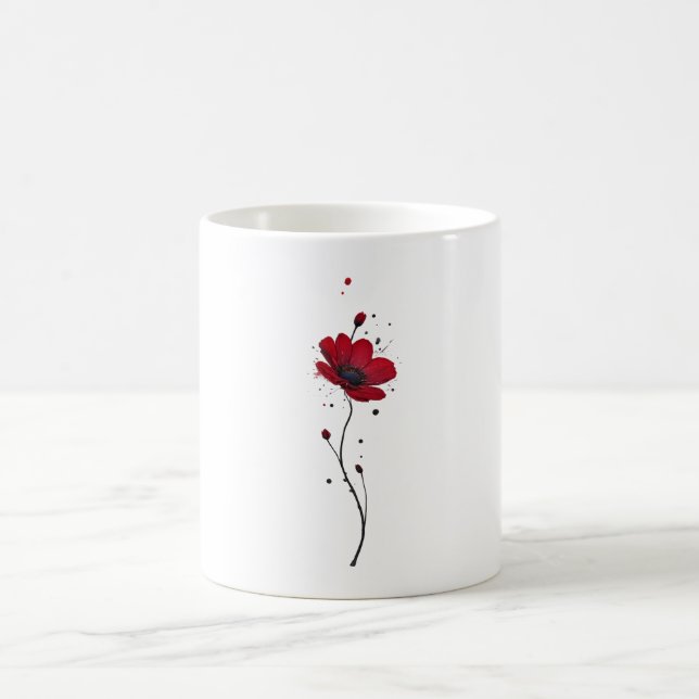 Roter Mohn. Minimalismus. Stilvolle Aquarelltöne Kaffeetasse (Mittel)