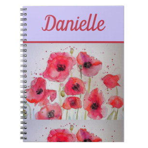 Roter Mohn Rote Blume Wasserfarben Kunst Frauen Na Notizblock