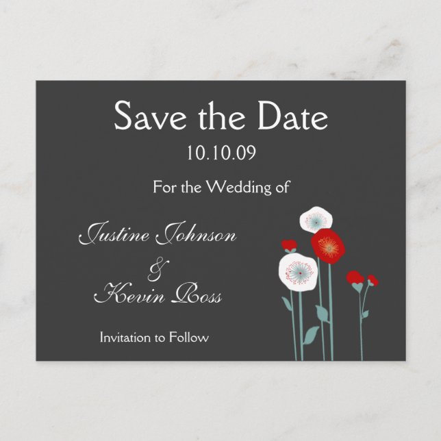 Roter Mohn Save the Date Postkarten (Vorderseite)
